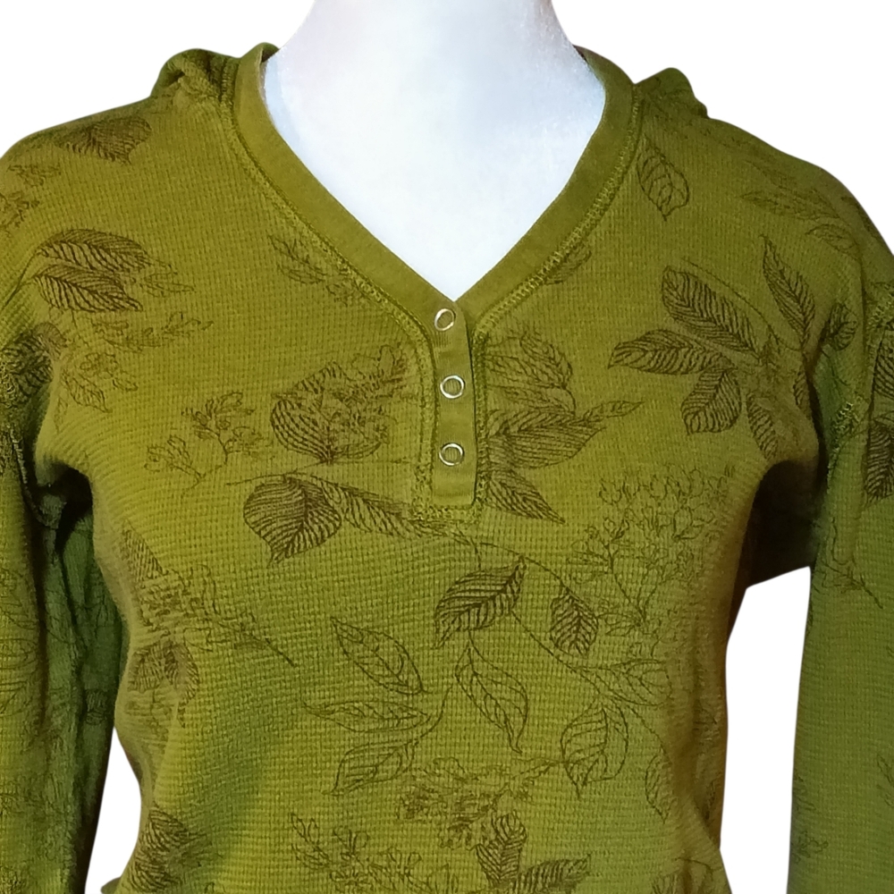 North River Outfitters Leaf Print Hoodie Sz L Green Hooded Top - Picture 3 of 8